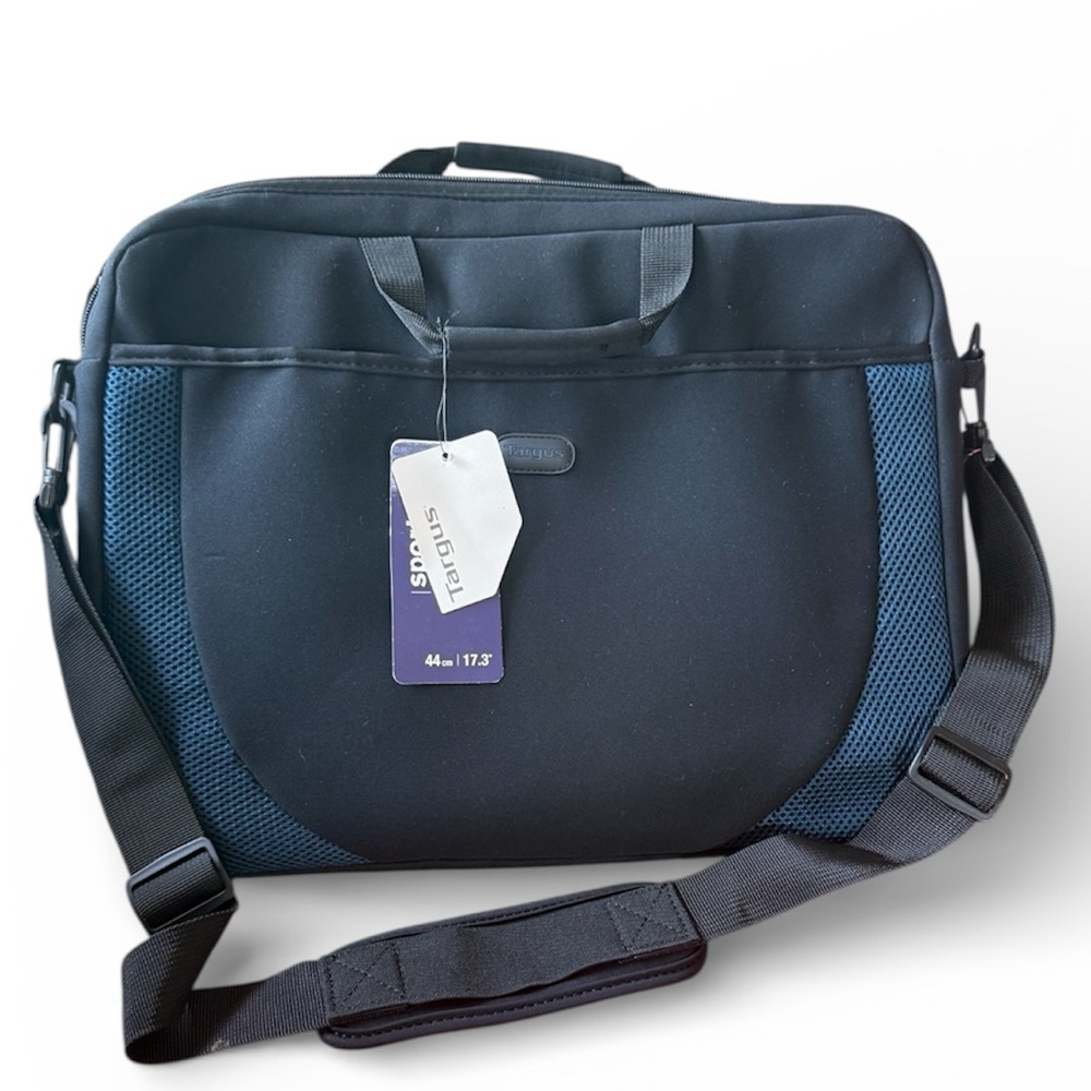 Targus 17.3" Laptop Messenger Bag Black Blue Neoprene Shoulder Case AC0063 NWT